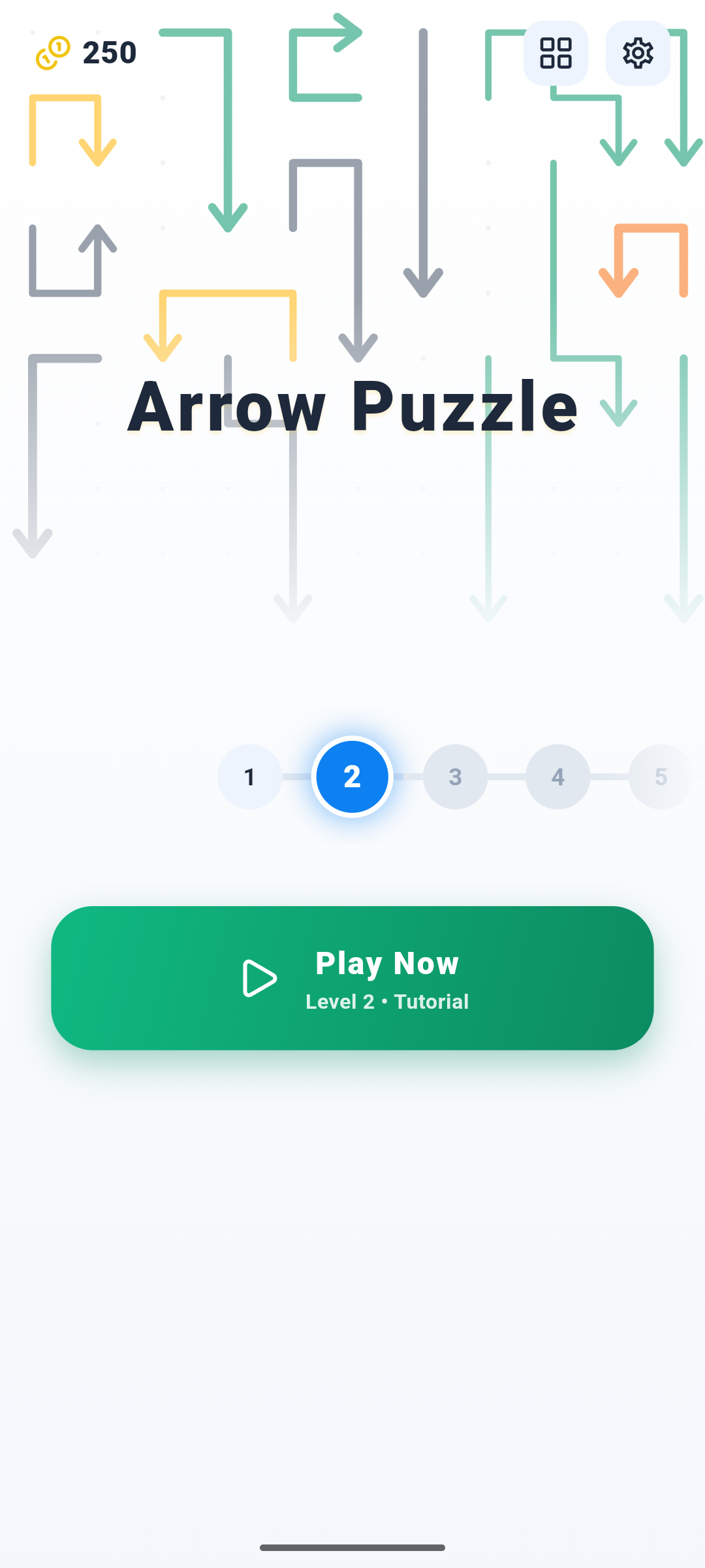 Arrow Puzzle Main Menu Screen